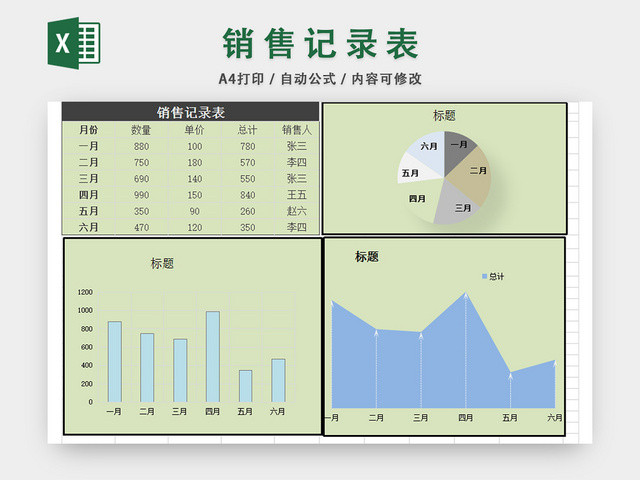 销售记录单销售统计表