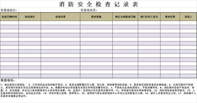 消防安全检查记录表