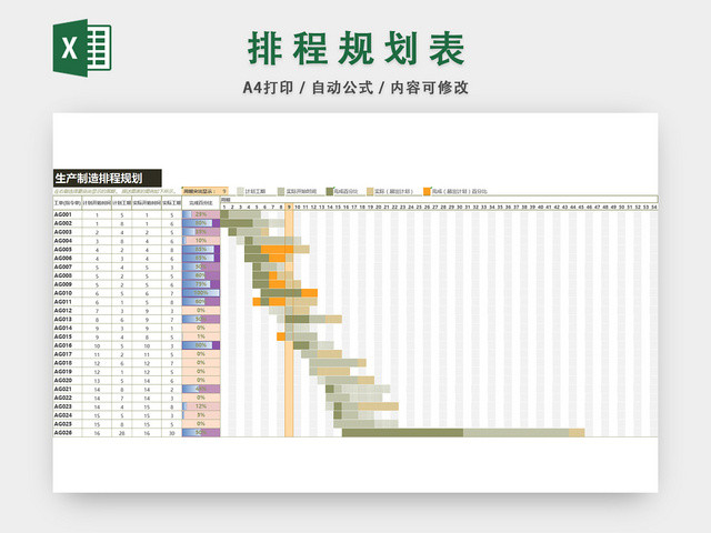 生产制造排程规划表生产计划表