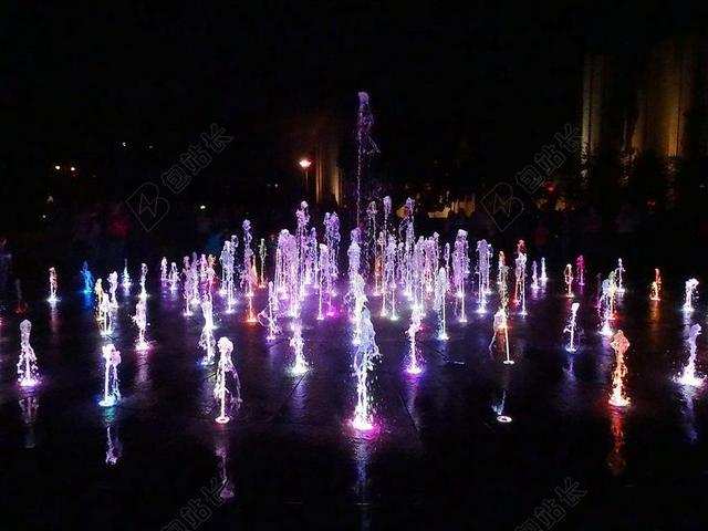 喷泉 跳舞 夜
