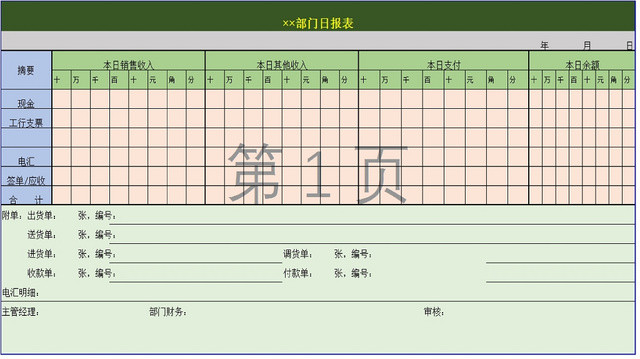 企业部门销售及收入报表