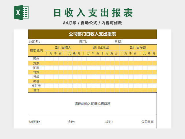 财务收支记账报告表