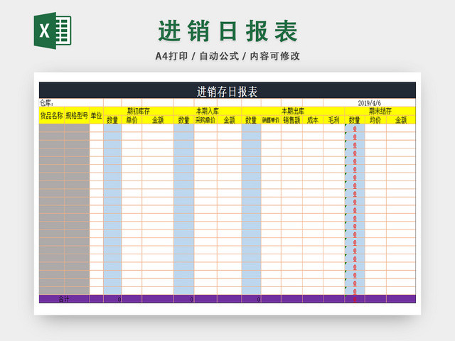 企业商品进销存统计一览表