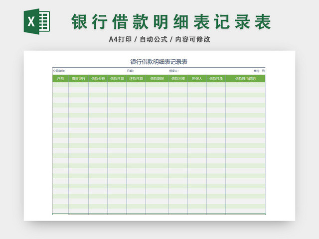 银行借款明细记录表
