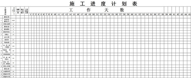 黑白工程项目施工计划进度表