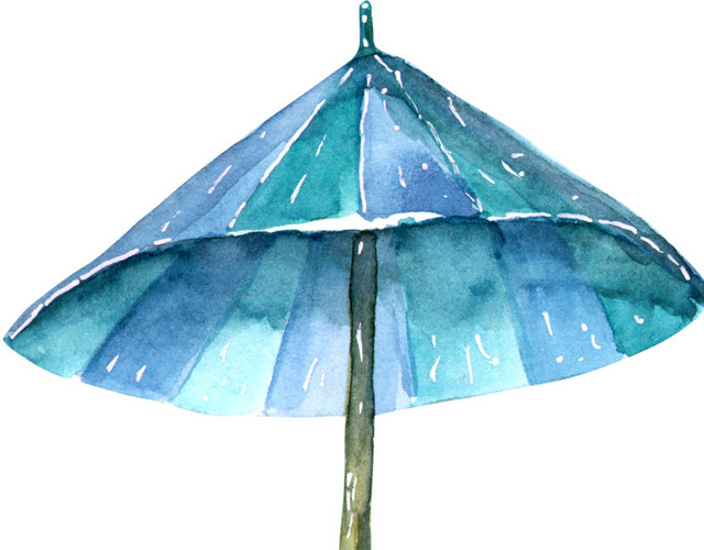 水彩雨伞矢量素材