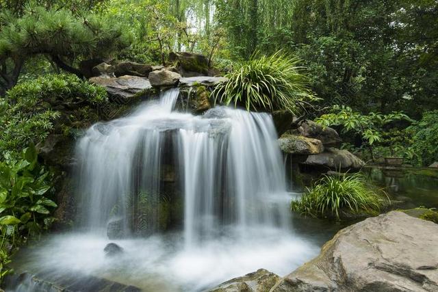 中国 花园 大瀑布 喷泉 设计 景观 池 旅行 植物 水