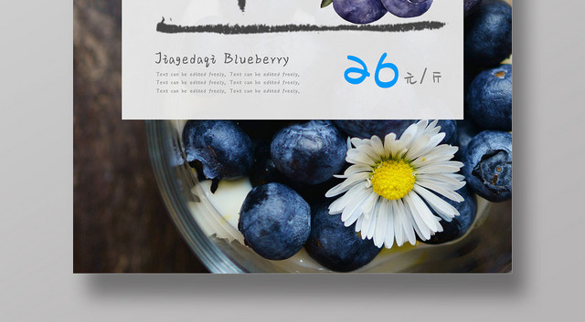 白色小清新淡雅水果蓝莓海报