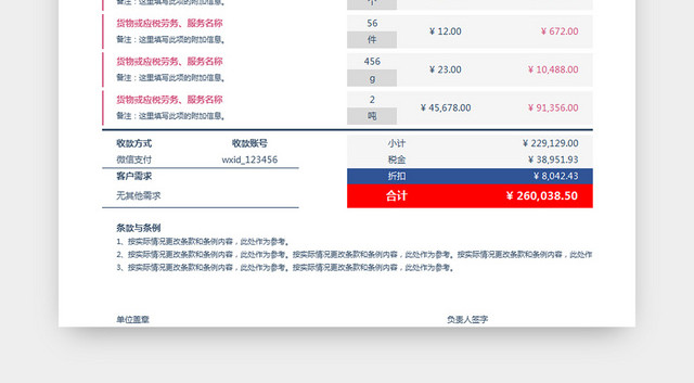 产品报价明细表采购预算清单