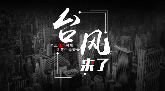 黑色大气台风来了红色预警注意生命安全宣传展板