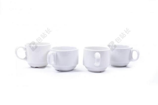 白色餐饮餐具简约4个白色的小杯子咖啡杯陶瓷杯子设计背景图片