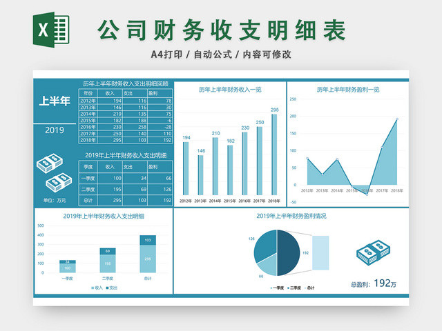 公司财务收支明细表EXCEL模板