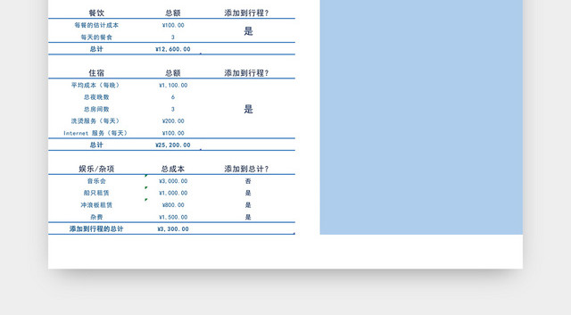 行程规划器EXCEL模板