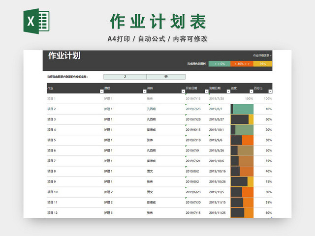 作业计划表EXCEL模板