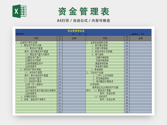 公司资金管理情况统计表
