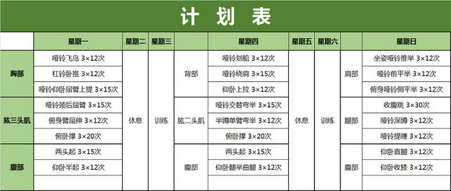 健身运动减肥计划表EXCEL模板