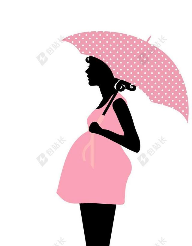 怀孕 女子 女性 粉红色 伞 波尔卡圆点 美丽 婴儿洗澡 卡