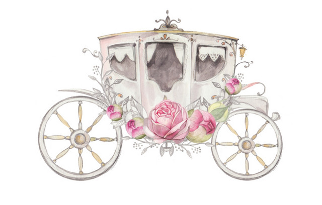 水彩花车