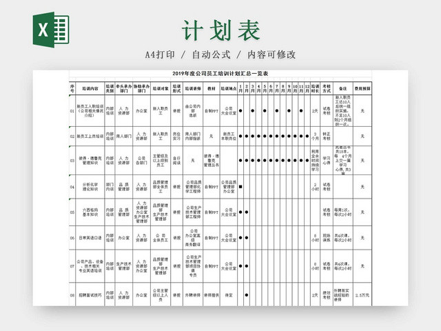 黑白简约员工培训记录表入职培训在职培训
