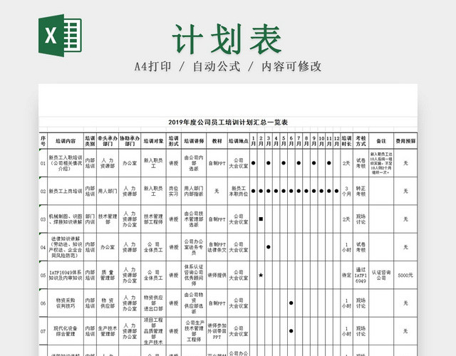 黑白简约员工培训记录表入职培训在职培训