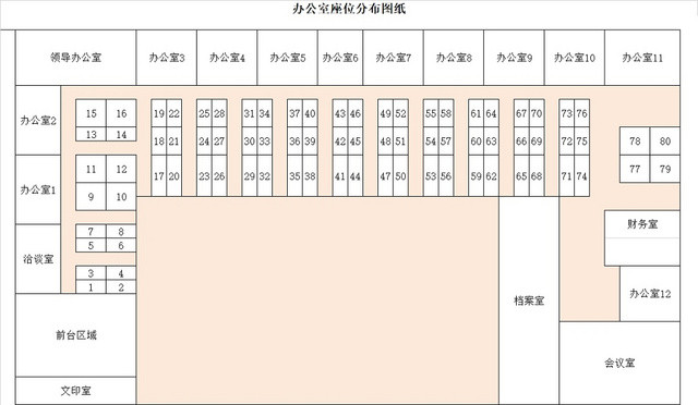 彩色简约办公室座位表一览表