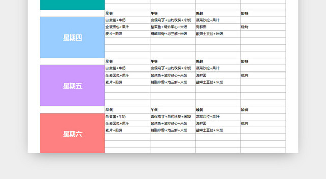 健身运动减肥计划表EXCEL模板