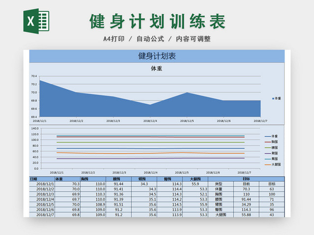 健身运动减肥计划表EXCEL模板