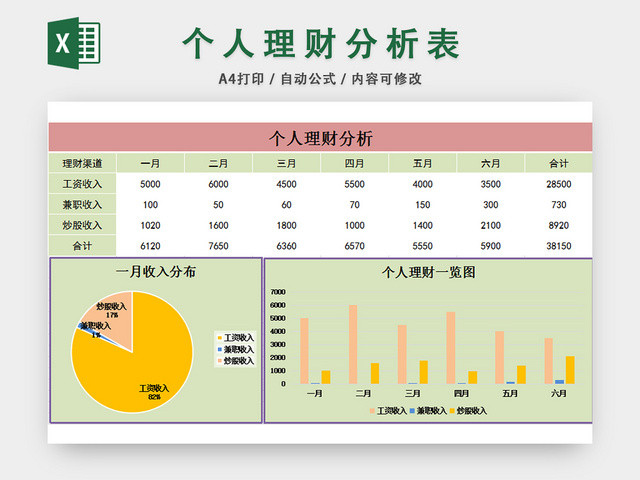 个人理财分析表财务管理统计表