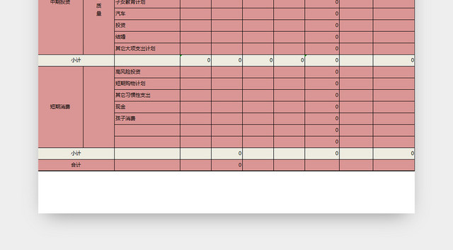 家庭理财分析统计明细表财务管理信息表