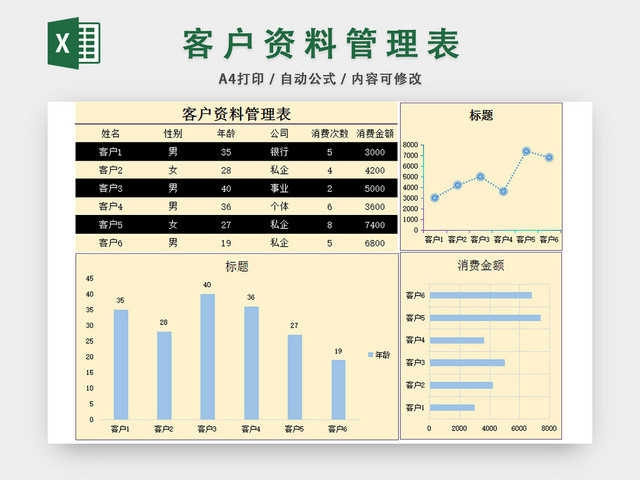 客户资料信息管理表行政档案统计表