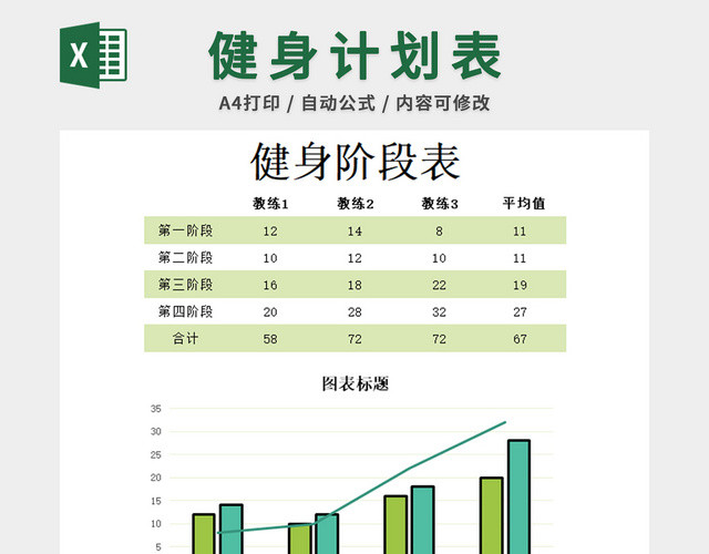 健身运动减肥计划表EXCEL模板