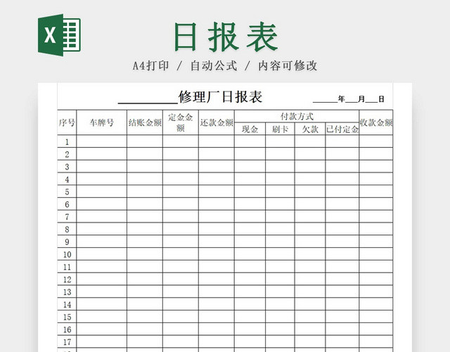 黑白简约工厂车间总产量日报表生产明细表