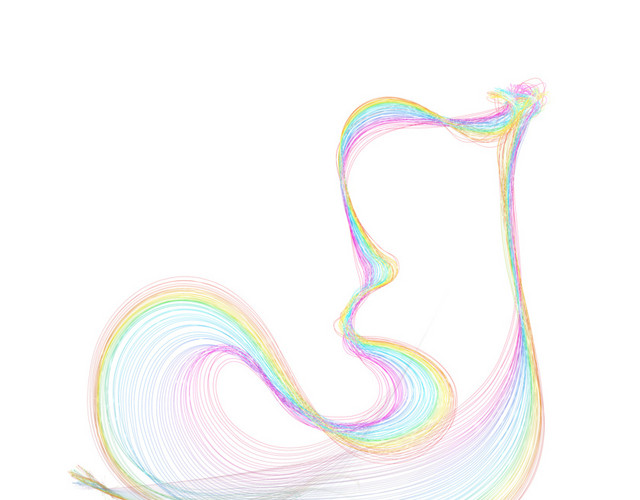 手绘七彩烟雾飘带彩带素材