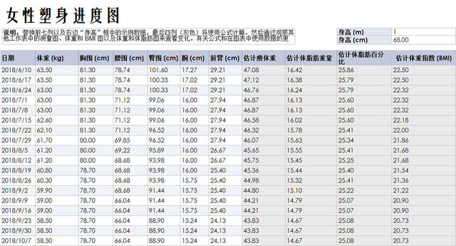 健身运动减肥计划表EXCEL模板