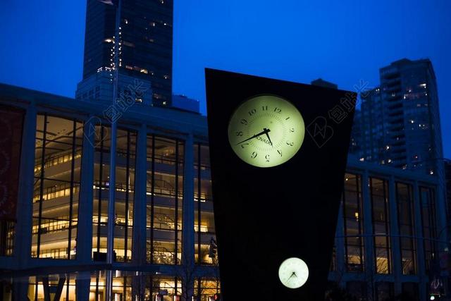 纽约 时钟 夜 城市 时间 灯