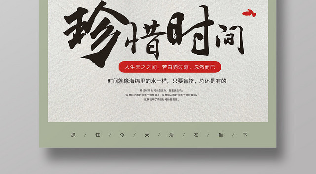 大气笔触珍惜时间白驹过隙宣传海报