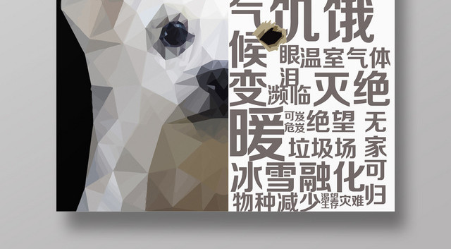 黑白别让北极熊成为传说保护动物濒危动物环保海报