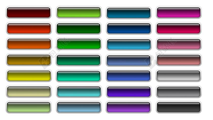 按钮 图标 长方形 丰富多彩 边缘