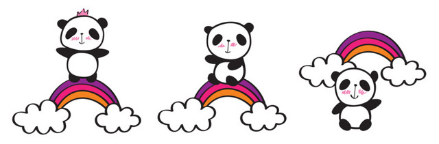 站在彩虹上的小熊免抠素材