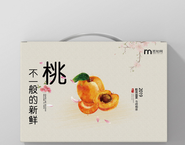 复古风桃花黄桃简约桃子水果礼品盒包装盒