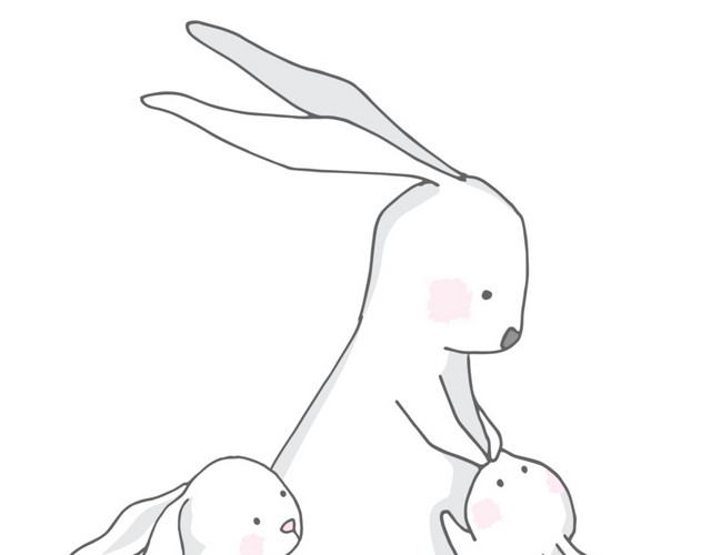 白兔妈妈白兔宝宝设计素材