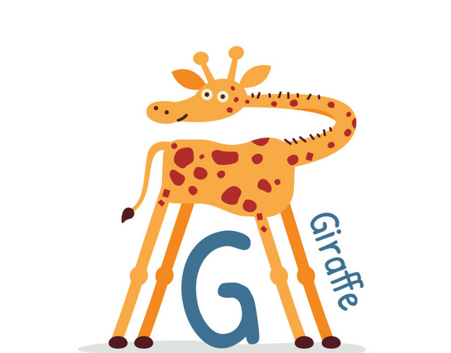 手绘长颈鹿字母G设计素材