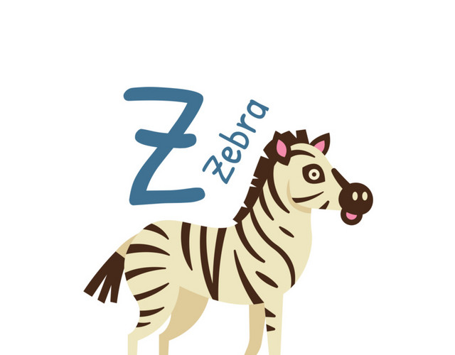 手绘斑马字母Z设计素材