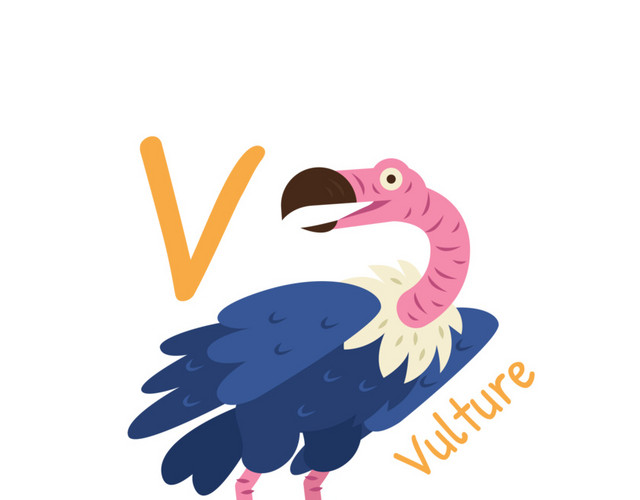 手绘秃鹫字母V设计素材