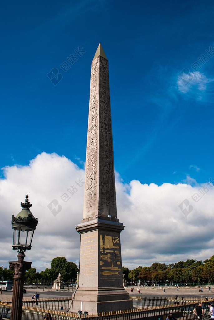 巴黎 方尖碑 广场 灯 纪念碑 塔 法国 夏季 城市