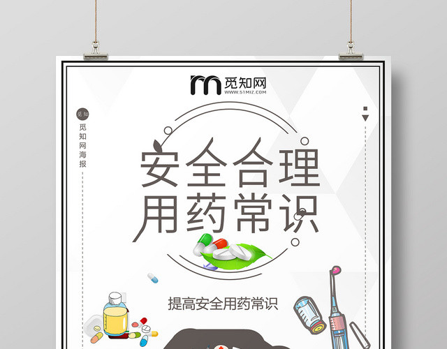 白色简约风安全用药常识知识海报