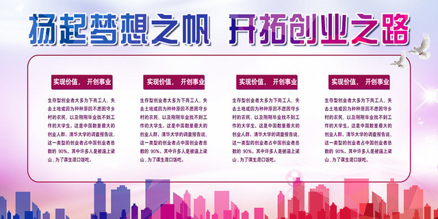 简约大气紫色系学生创业创新创业展板