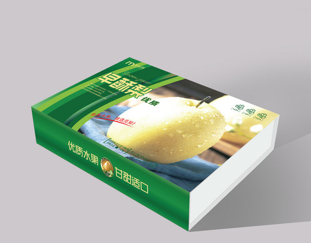 绿色水果梨子早酥梨礼品盒包装盒设计