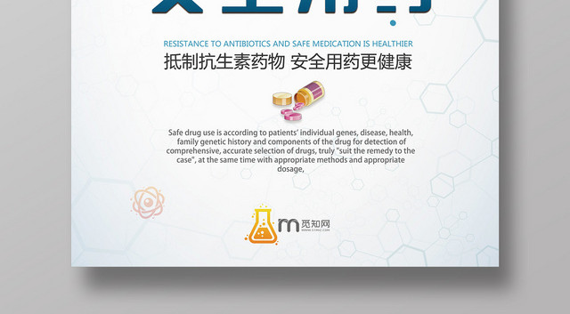 白色新颖高端安全用药海报