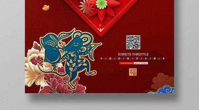 红色喜庆2020年鼠年新年海报